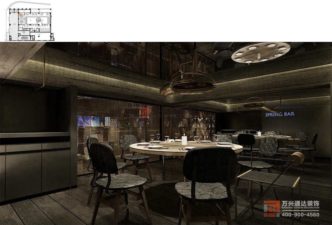 北京萬興通達(dá)辦公裝修項目-春光巷電影主題餐廳裝修效果圖