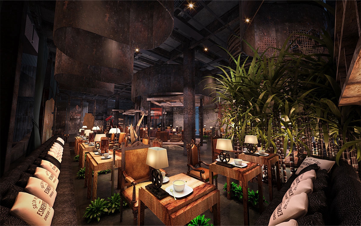 北京萬興通達(dá)辦公裝修項目-番禺煮糖間咖啡館裝修效果圖