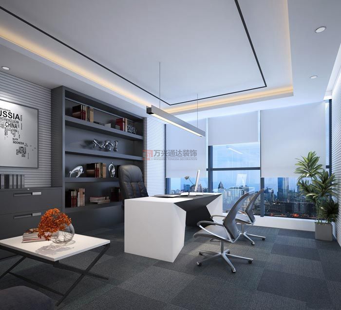北京萬興通達(dá)辦公裝修項目-董事長辦公室裝修效果圖裝修效果圖