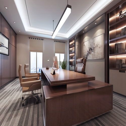 北京萬興通達(dá)辦公裝修項目-董事長辦公室裝修效果圖裝修效果圖