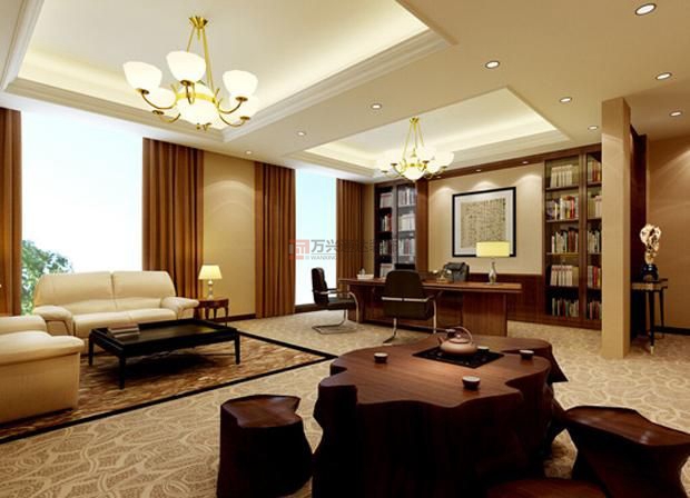 北京萬興通達(dá)辦公裝修項目-董事長辦公室裝修效果圖裝修效果圖