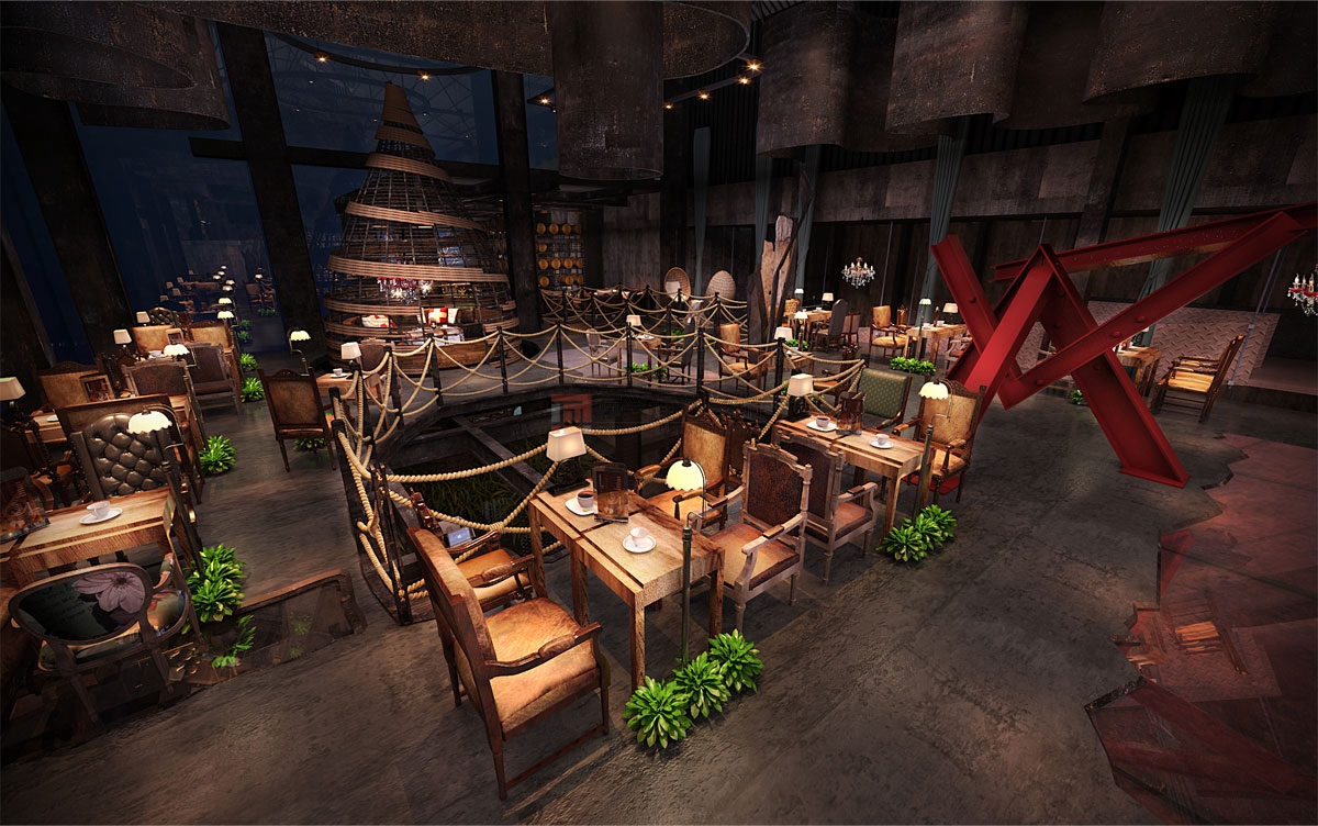 北京萬興通達(dá)辦公裝修項目-番禺煮糖間咖啡館裝修效果圖