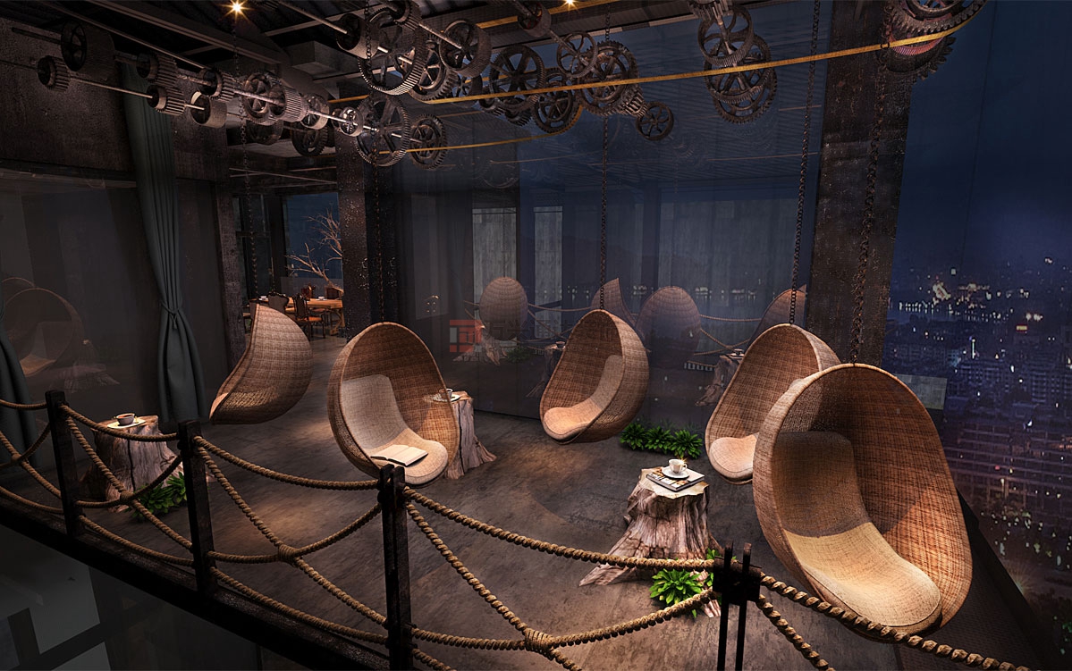 北京萬興通達(dá)辦公裝修項目-番禺煮糖間咖啡館裝修效果圖