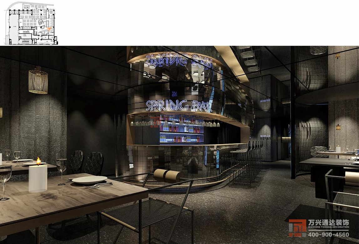 北京萬興通達(dá)辦公裝修項目-春光巷電影主題餐廳裝修效果圖