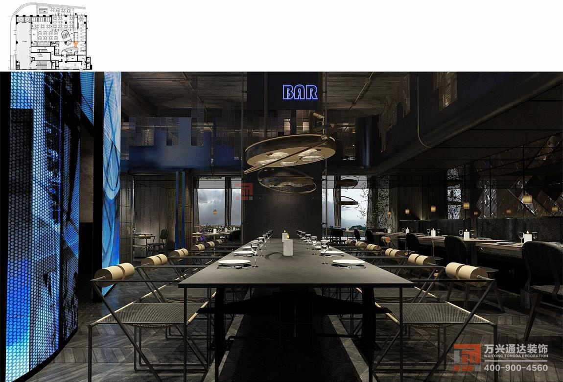 北京萬興通達(dá)辦公裝修項目-春光巷電影主題餐廳裝修效果圖