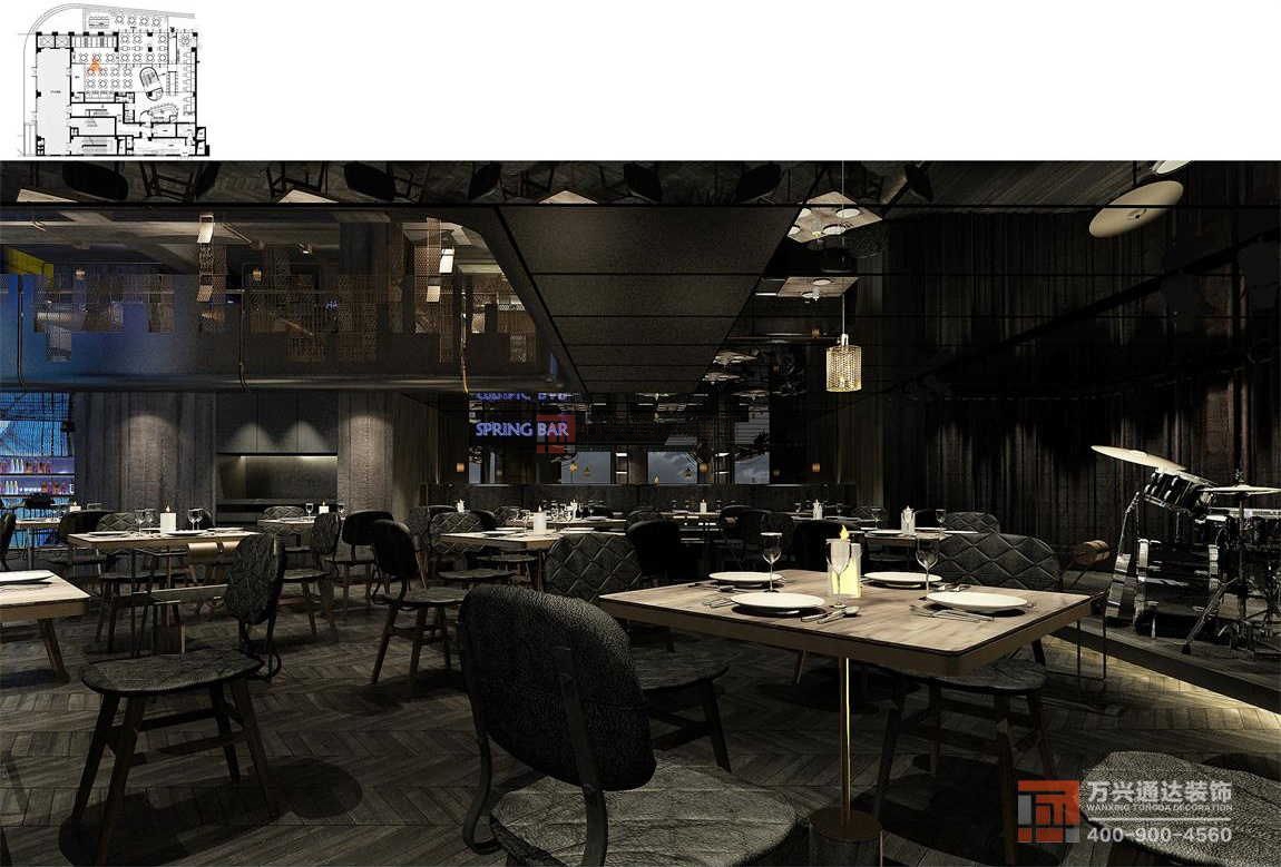 北京萬興通達(dá)辦公裝修項目-春光巷電影主題餐廳裝修效果圖