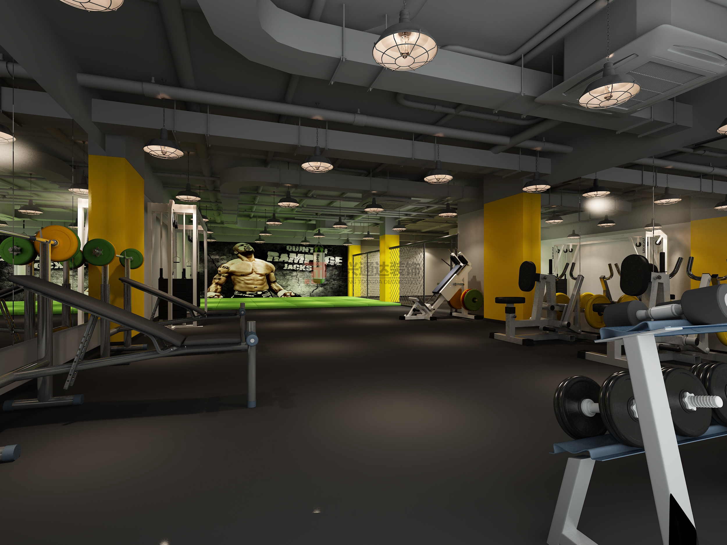 北京萬(wàn)興通達(dá)辦公裝修項(xiàng)目-高迪健身裝修效果圖