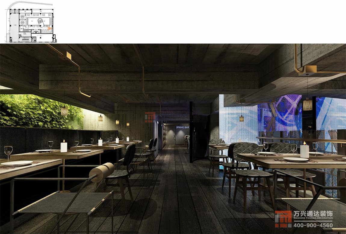 北京萬興通達(dá)辦公裝修項目-春光巷電影主題餐廳裝修效果圖