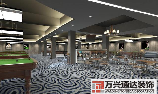 臺(tái)球室裝修效果圖臺(tái)球廳裝修效果圖_萬興辦公室裝修公司