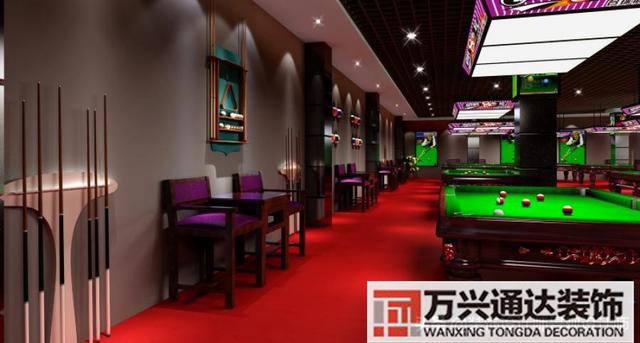 臺(tái)球室裝修效果圖臺(tái)球廳裝修效果圖_萬興辦公室裝修公司