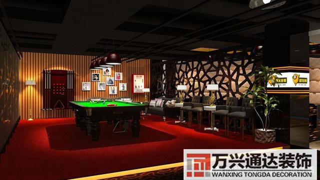 臺(tái)球室裝修效果圖臺(tái)球廳裝修效果圖_萬興辦公室裝修公司