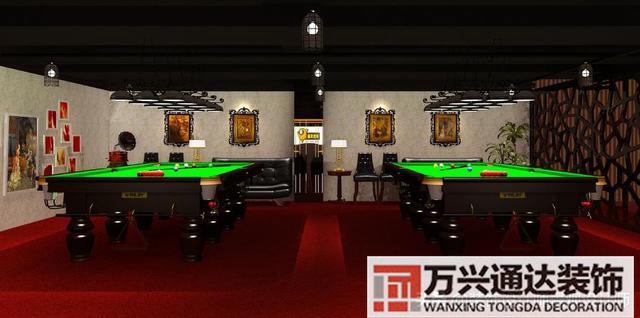 臺(tái)球室裝修效果圖臺(tái)球廳裝修效果圖_萬興辦公室裝修公司