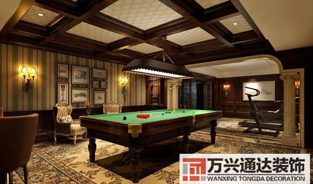 臺(tái)球室裝修效果圖臺(tái)球廳裝修效果圖_萬興辦公室裝修公司