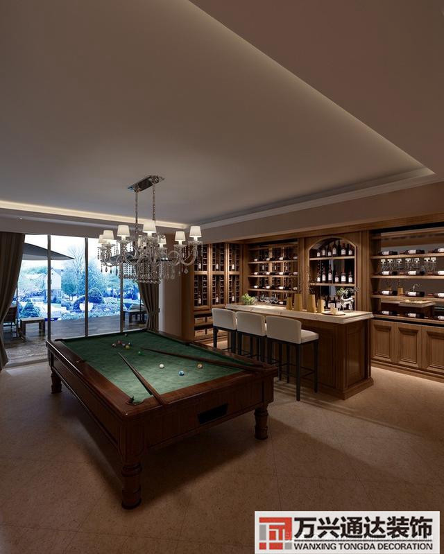 臺(tái)球室裝修效果圖臺(tái)球廳裝修效果圖_萬興辦公室裝修公司