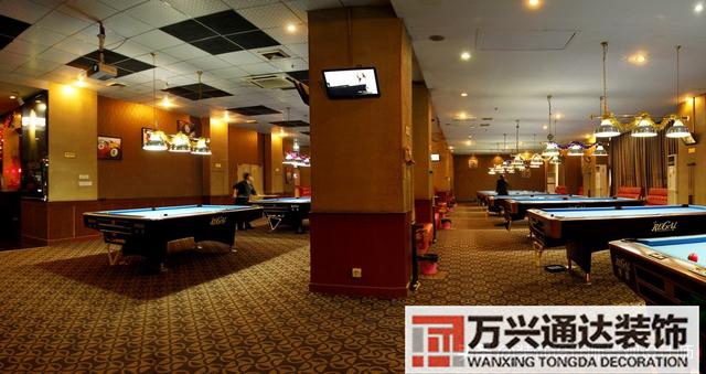 臺(tái)球室裝修效果圖臺(tái)球廳裝修效果圖_萬興辦公室裝修公司