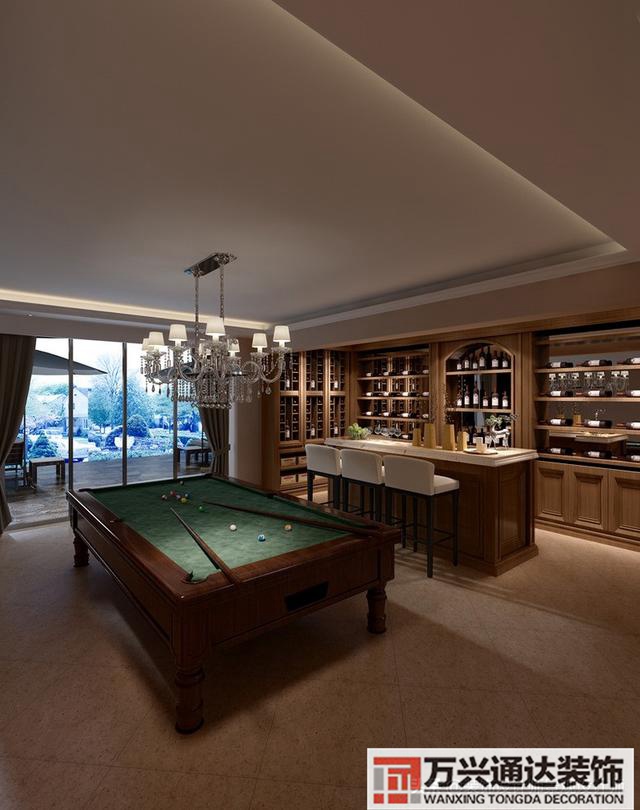 臺(tái)球室裝修效果圖臺(tái)球廳裝修效果圖_萬興辦公室裝修公司