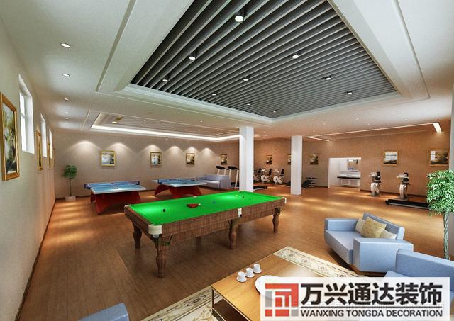 臺(tái)球室裝修效果圖臺(tái)球廳裝修效果圖_萬興辦公室裝修公司