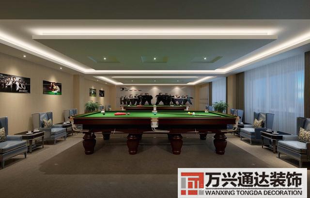 臺(tái)球室裝修效果圖臺(tái)球廳裝修效果圖_萬興辦公室裝修公司