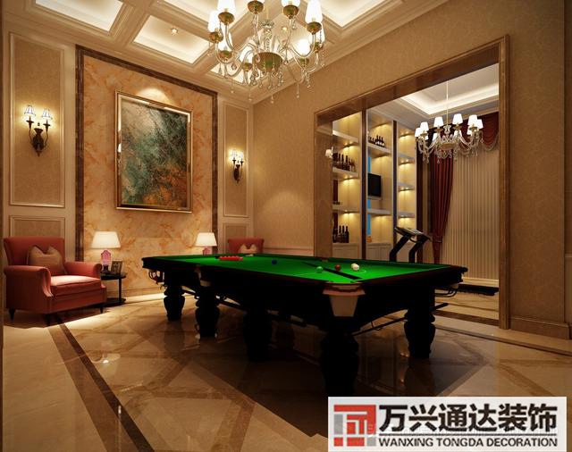 臺(tái)球室裝修效果圖臺(tái)球廳裝修效果圖_萬興辦公室裝修公司
