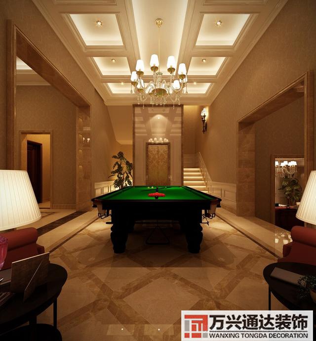 臺(tái)球室裝修效果圖臺(tái)球廳裝修效果圖_萬興辦公室裝修公司