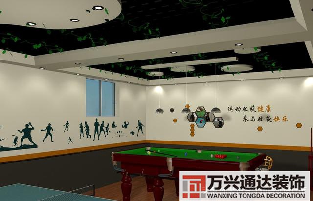 臺(tái)球室裝修效果圖臺(tái)球廳裝修效果圖_萬興辦公室裝修公司