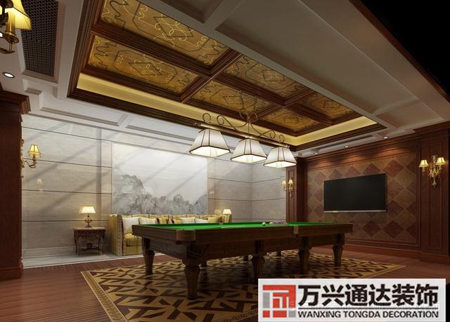 臺(tái)球室裝修效果圖臺(tái)球廳裝修效果圖_萬興辦公室裝修公司