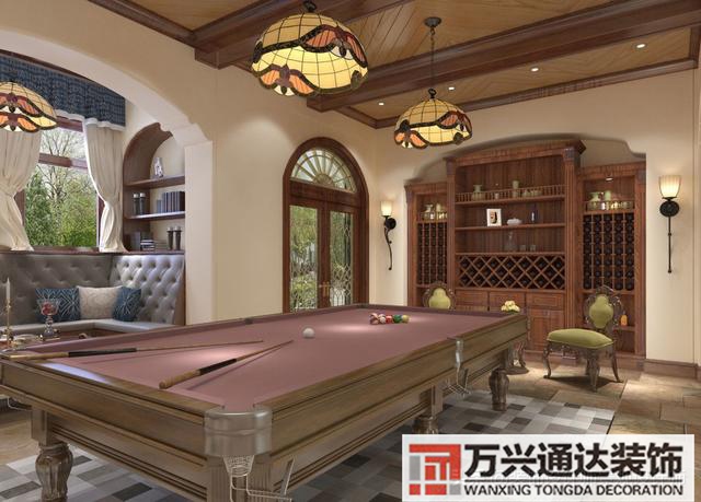臺(tái)球室裝修效果圖臺(tái)球廳裝修效果圖_萬興辦公室裝修公司