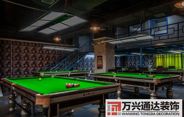臺(tái)球室裝修效果圖臺(tái)球廳裝修效果圖_萬興辦公室裝修公司