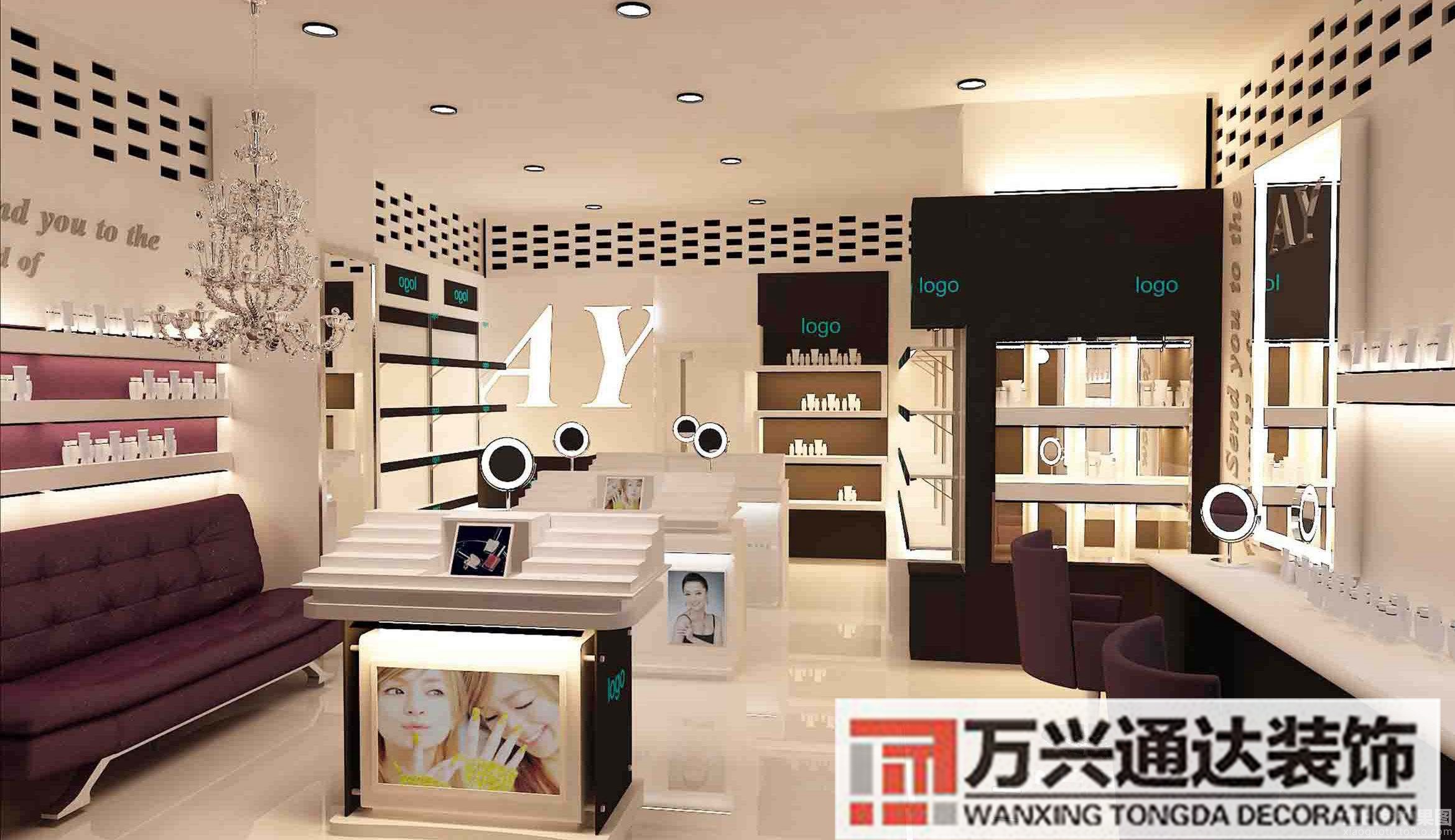 30平米化妝品店裝修圖護(hù)膚品店裝修效果圖30平方